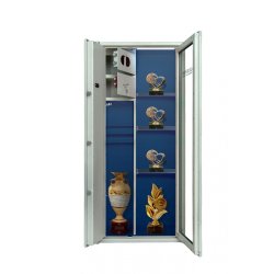 Udstillingsskab med hrdet glas og glas hylder, EN1143-1 Grade 1- Sort